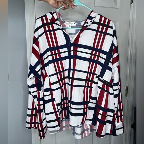 Plus Size Stripe Hoodie Top in the Size 2X - Picture 1 of 3